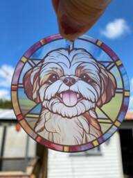 Personalised Shih Tzu Ornament Faux Stained Glass Dog Bauble - thumbnail 1