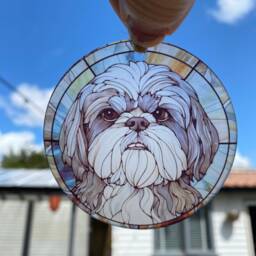 Personalised Shih Tzu Ornament Faux Stained Glass Dog Bauble - thumbnail 2