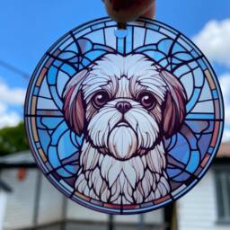 Personalised Shih Tzu Ornament Faux Stained Glass Dog Bauble - thumbnail 3