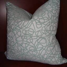 Mid Century Modern Decorative Pillow Cover, 20 Inches Abstract Swirls Euro Sham Room Decor, Teal Aqua White Sofa Cushion Couch Throw - thumbnail 3