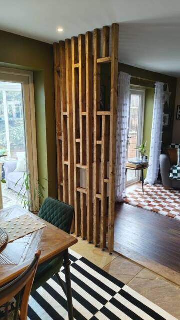Wooden Wall Partition With Shelves - Room Divider The Benjamin - image 1