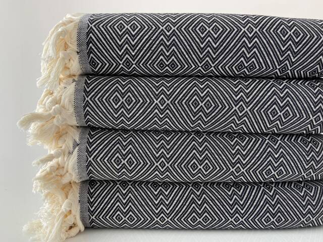 Black Turkish Blanket 79x98, Throw, Sofa Cover, Bedspread, Housewarming Gift, Decorative Bed Wholesale - image 1