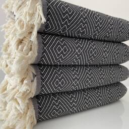 Black Turkish Blanket 79x98, Throw, Sofa Cover, Bedspread, Housewarming Gift, Decorative Bed Wholesale - thumbnail 2