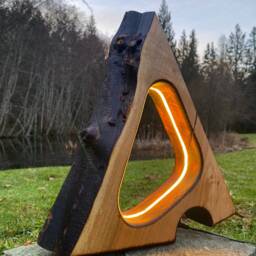 Dark Dimensions - Hand-Carved Sculptural Wood Lamp - thumbnail 4