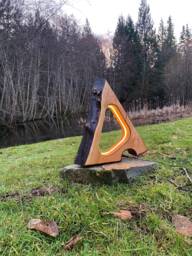Dark Dimensions - Hand-Carved Sculptural Wood Lamp - thumbnail 1