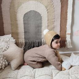 Beige Teddy Sherpa Star Pillow, Nursery Decor, Kids Room Playroom Decor - thumbnail 2