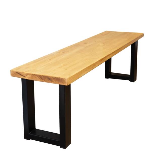 Rustic Bench With Chunky Square Legs - Industrial Reclaimed Timber Style - image 1