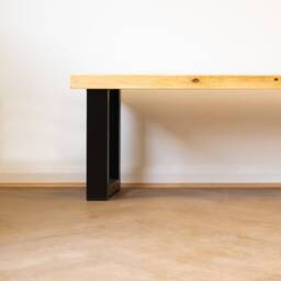 Rustic Bench With Chunky Square Legs - Industrial Reclaimed Timber Style - thumbnail 3