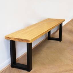 Rustic Bench With Chunky Square Legs - Industrial Reclaimed Timber Style - thumbnail 2