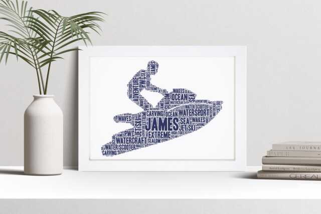 Personalised Jet Ski Word Art Print, Watersports Gift, Custom Wall Framed Picture, Present For Men, Women Nl - image 1