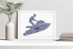Personalised Jet Ski Word Art Print, Watersports Gift, Custom Wall Framed Picture, Present For Men, Women Nl - thumbnail 1