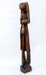 The Musician With Flute Wooden Statue Hand Made Sculpture - thumbnail 1