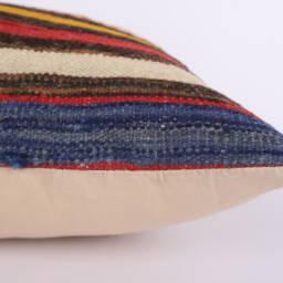 Handwoven Turkish Kilim Lumbar Pillow Bohemian Home Decor - 16x24 Inch - thumbnail 2