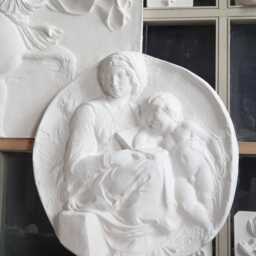 Large Michelangelo Wall Sculpture, Virgin & Child Plaster Relief, Handmade Plaque By Nicholas H Wood - thumbnail 2