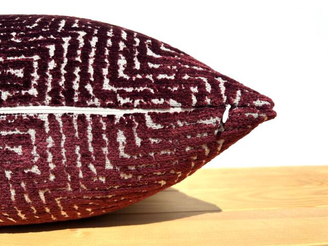 Burgundy & White Textured Pillow Cover, Accent Cushion 22x22, Throw Pillow, Red Euro Sham 26x26, Cozy Sofa Lumbar - image 1