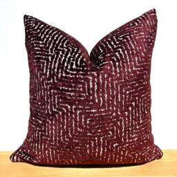 Burgundy & White Textured Pillow Cover, Accent Cushion 22x22, Throw Pillow, Red Euro Sham 26x26, Cozy Sofa Lumbar - thumbnail 4