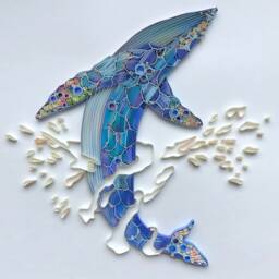 Quilled Wall Art, Whale, 3D Framed Paper Painting, Covered With Glass, Unique Gift For Anniversary, Wedding, Birthday - thumbnail 2