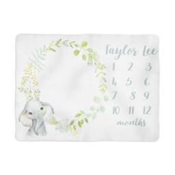 Elephant Baby Milestone Blanket, Monthly Blanket Personalized Gender Neutral Nursery - thumbnail 1