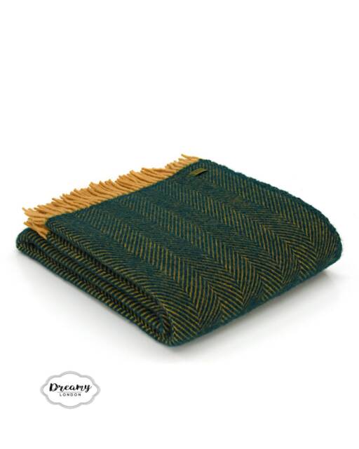 Emerald Green Wool Blanket - 100% Thick Chunky Woven Throw For Bedroom Decor Or Home Gift - image 1