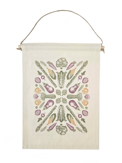 Vegetable Medallion Canvas Wall Hanging - Kitchen Tapestry Art - image 1