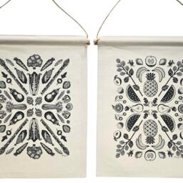 Vegetable Medallion Canvas Wall Hanging - Kitchen Tapestry Art - thumbnail 3