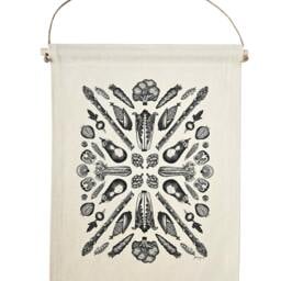 Vegetable Medallion Canvas Wall Hanging - Kitchen Tapestry Art - thumbnail 2