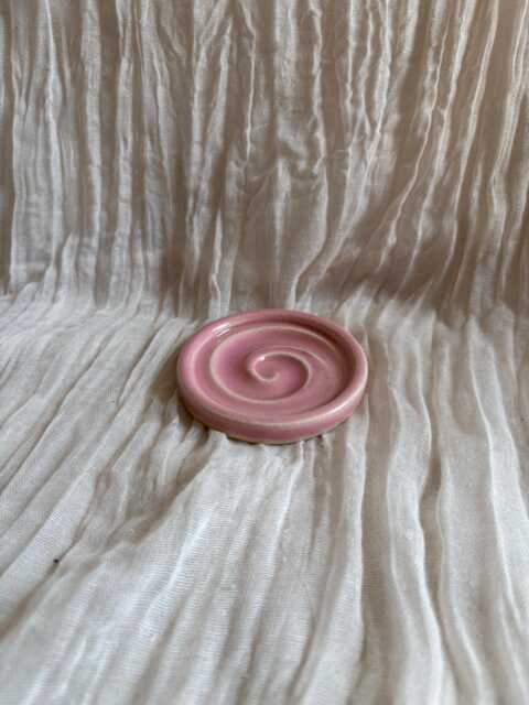 Mini Pink Soap Dish, Ceramic Bathroom Tray, Handmade Kitchen Pottery, Household Holder, Thrown Textured Dishes - image 1
