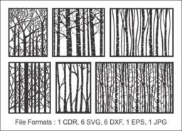 Birch Tree Panels, Wall Room Decor, Patterns, Laser, Cnc, Plasma, Cricut, Cdr, Svg, Dxf, Eps, Jpg Files Cutting - thumbnail 3