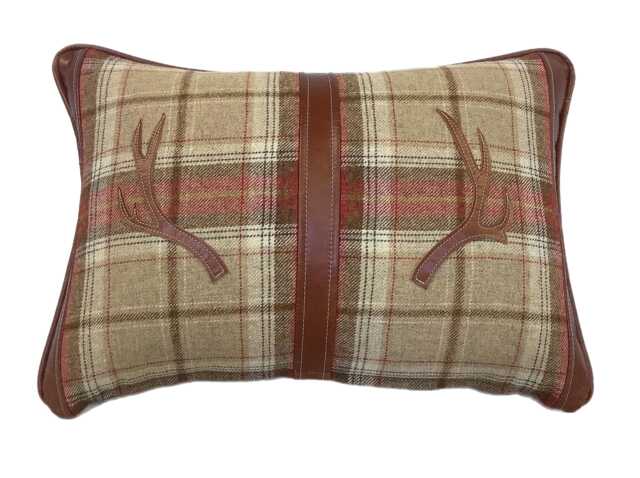 The Tartan & Leather Stag Antler Cushion - image 1