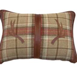 The Tartan & Leather Stag Antler Cushion - thumbnail 3