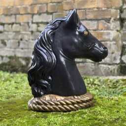 Concrete Black Horse Sculpture Stone Head Statue Garden Animal Decor Handmade Equestrian Ornament Outdoor Figure Horse Art Gift - thumbnail 3