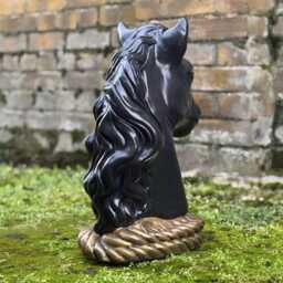 Concrete Black Horse Sculpture Stone Head Statue Garden Animal Decor Handmade Equestrian Ornament Outdoor Figure Horse Art Gift - thumbnail 4