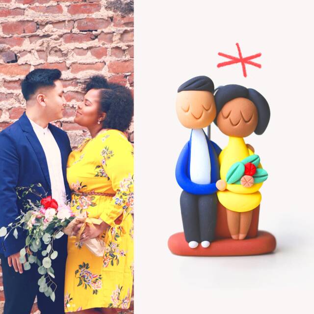 Custom Couple Figurine - Clay Figures & Dog Portrait - image 1