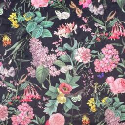 Butterfly Floral Velvet Cylinder Lampshade Extra Tall Dark Velvet - thumbnail 2