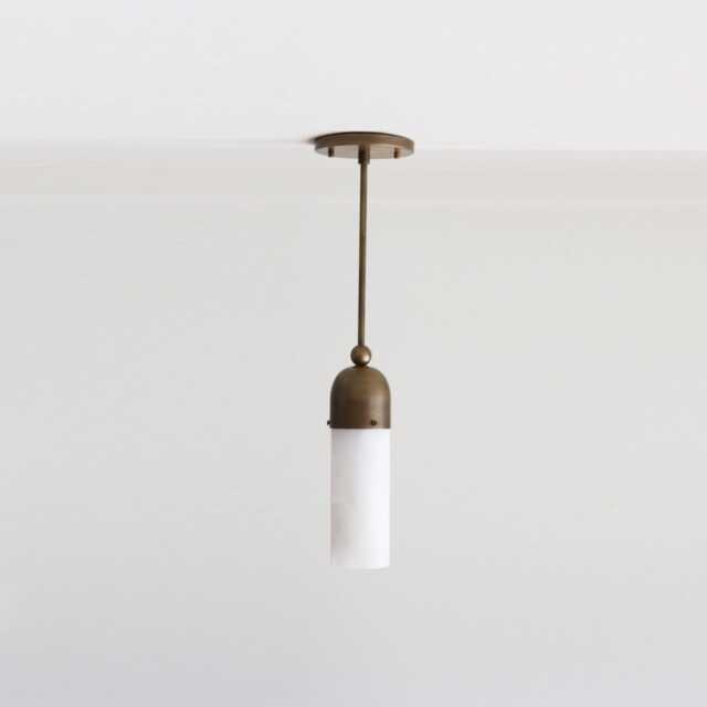 Brass Pendant Light With Alabaster Shade, Modern Light, Ul Listed, No.0377 - image 1