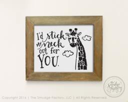 Giraffe Nursery Art Print, I'd Stick My Neck Out For You - Digital File - thumbnail 1
