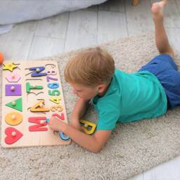 Personalized Name Puzzle With Pegs Montessori Wooden Toy - thumbnail 3