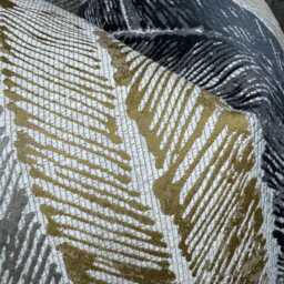Harlequin Walchia Cushion Cover Textured Chevron Stripe Designer Fabric in Charcoal, Mocha & Brass - thumbnail 4