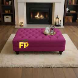Silver Large Deep Cushioned Handmade Chesterfield Footstool Coffee Table - thumbnail 3