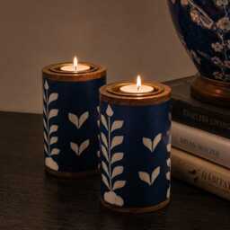 Handmade Bone Inlay Candle Holder Set - Decorative Home Accent - thumbnail 3