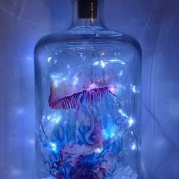 Jellyfish Bottle Lamp, Ocean Themed, Trending Handmade Gift - thumbnail 3