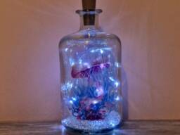 Jellyfish Bottle Lamp, Ocean Themed, Trending Handmade Gift - thumbnail 1