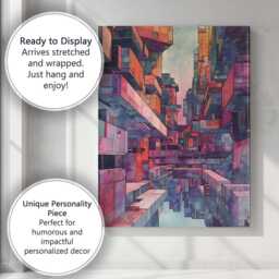 Abstract Geometric Urban City Blocks Modern Architecture Canvas Wall Art Print Decor Picture Ready To Hang - thumbnail 3