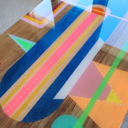 Rainbow Epoxy Resin Side Table, Funky Geometric Art Decor - thumbnail 4
