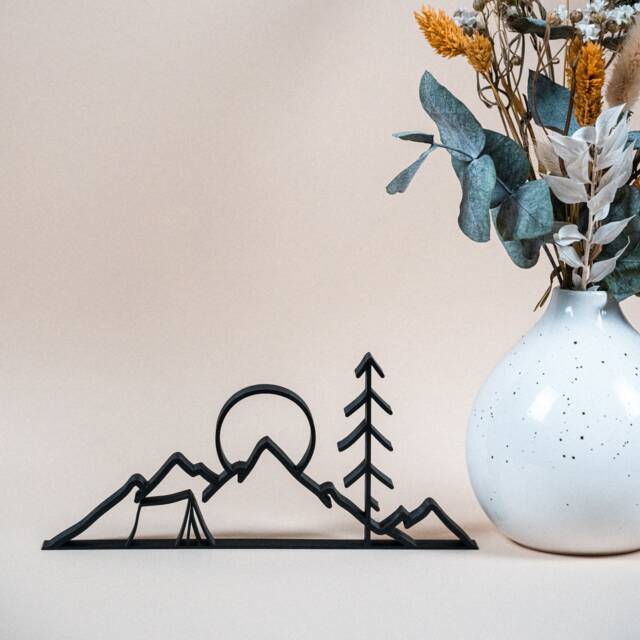 Camping Backdrop - Line Art 3D Print Beautiful Decoration For Your Home - image 1
