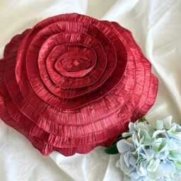 Rust Crushed Silk Ruffled Rose Modern Round 16 Inch Pillow Cover - thumbnail 3