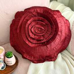 Rust Crushed Silk Ruffled Rose Modern Round 16 Inch Pillow Cover