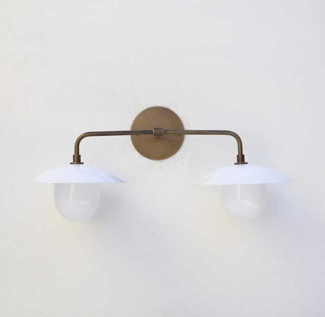Solid Brass Wall Sconce Light -Bathroom Vanity -Minimal Light - Double Shades Sconce. Ul Listed, No-Lm2, No.0469 - image 1