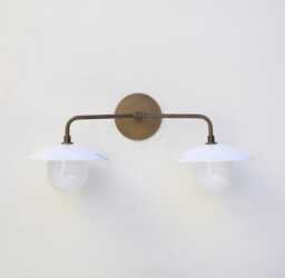 Solid Brass Wall Sconce Light -Bathroom Vanity -Minimal Light - Double Shades Sconce. Ul Listed, No-Lm2, No.0469