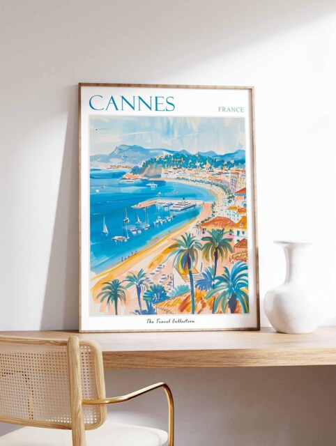 Cannes Travel Poster French Riviera Beach Art Print - image 1